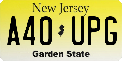 NJ license plate A40UPG