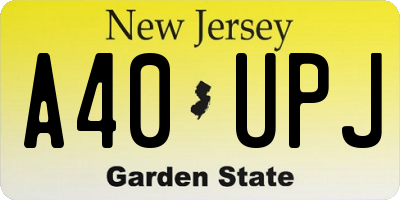 NJ license plate A40UPJ