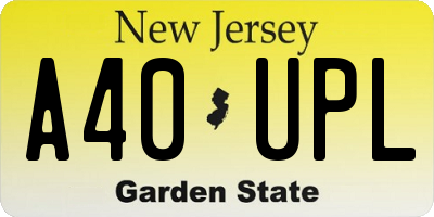 NJ license plate A40UPL