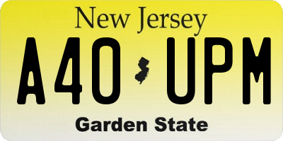 NJ license plate A40UPM