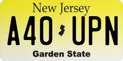 NJ license plate A40UPN