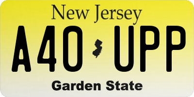 NJ license plate A40UPP