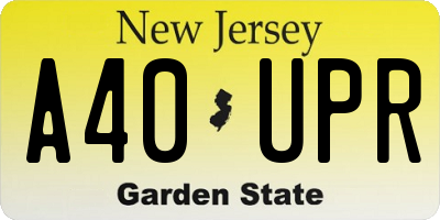 NJ license plate A40UPR