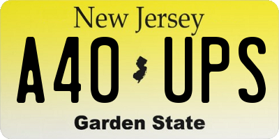 NJ license plate A40UPS