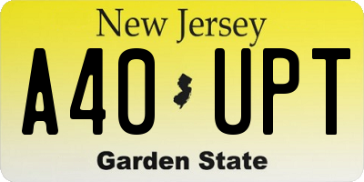 NJ license plate A40UPT