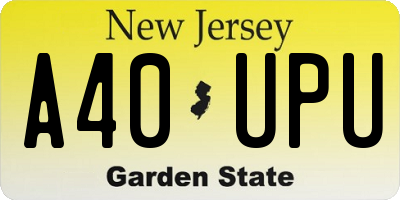 NJ license plate A40UPU