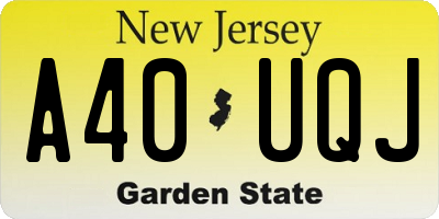 NJ license plate A40UQJ