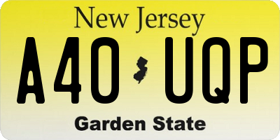 NJ license plate A40UQP