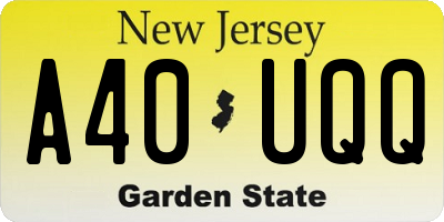 NJ license plate A40UQQ