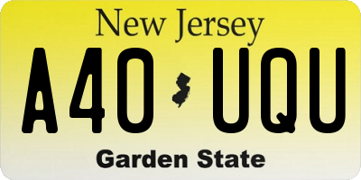 NJ license plate A40UQU