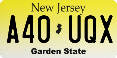 NJ license plate A40UQX