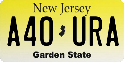 NJ license plate A40URA