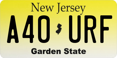 NJ license plate A40URF
