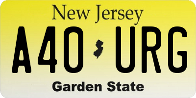 NJ license plate A40URG
