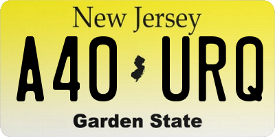 NJ license plate A40URQ