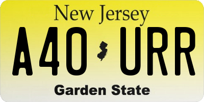 NJ license plate A40URR