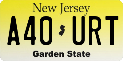 NJ license plate A40URT