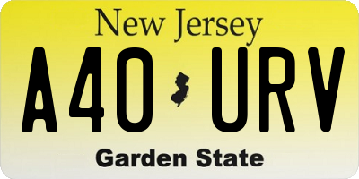 NJ license plate A40URV