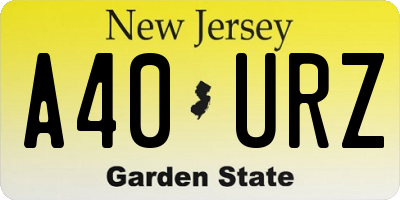NJ license plate A40URZ