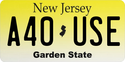 NJ license plate A40USE