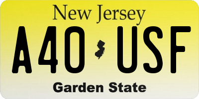 NJ license plate A40USF