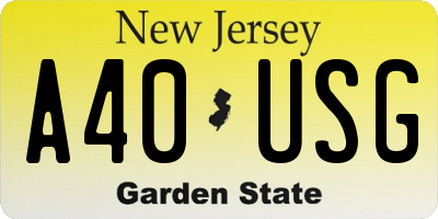 NJ license plate A40USG