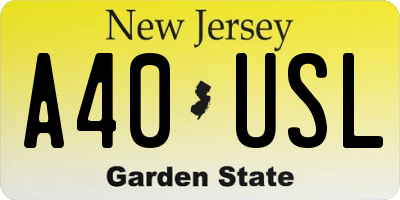 NJ license plate A40USL