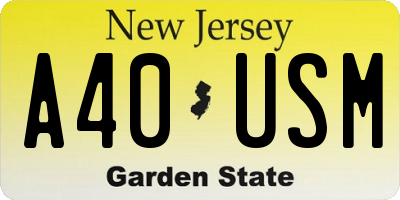 NJ license plate A40USM
