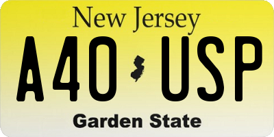 NJ license plate A40USP