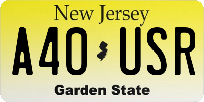 NJ license plate A40USR