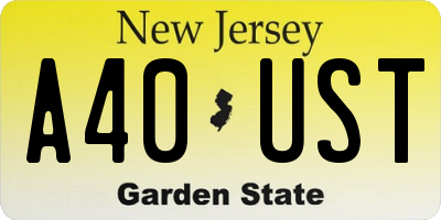 NJ license plate A40UST