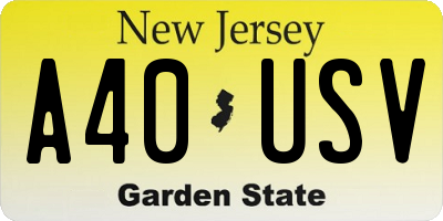 NJ license plate A40USV