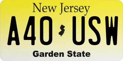 NJ license plate A40USW