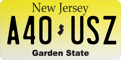 NJ license plate A40USZ