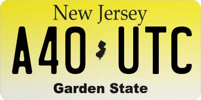 NJ license plate A40UTC