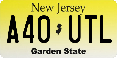 NJ license plate A40UTL