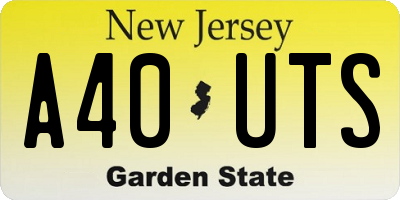 NJ license plate A40UTS