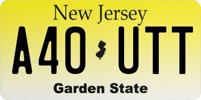 NJ license plate A40UTT