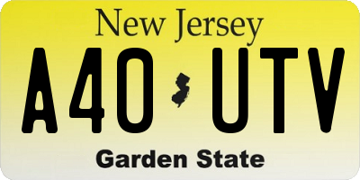 NJ license plate A40UTV