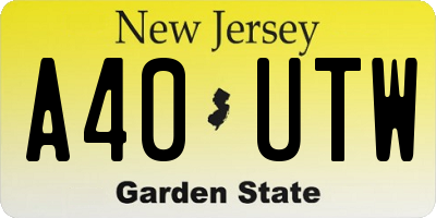 NJ license plate A40UTW