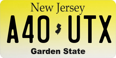 NJ license plate A40UTX
