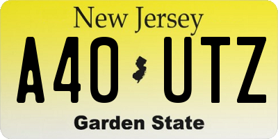 NJ license plate A40UTZ