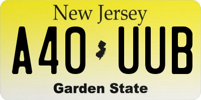 NJ license plate A40UUB