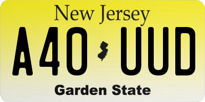 NJ license plate A40UUD