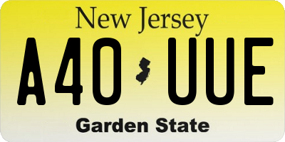 NJ license plate A40UUE