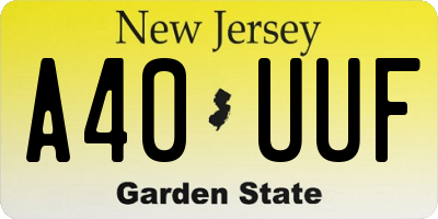 NJ license plate A40UUF