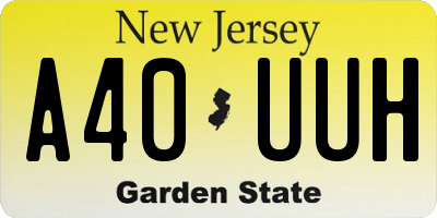 NJ license plate A40UUH