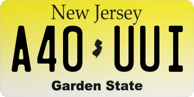NJ license plate A40UUI