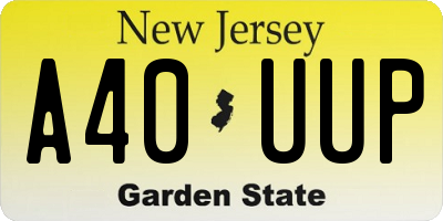 NJ license plate A40UUP