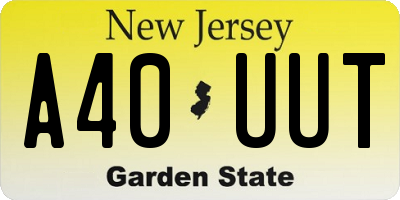 NJ license plate A40UUT